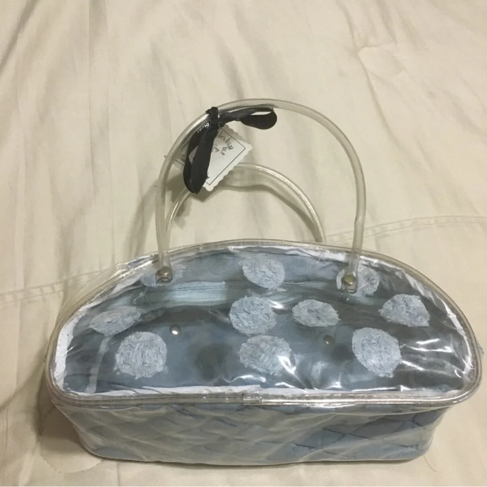 Cosmetics pouch blue and clear